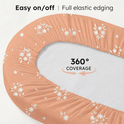 Baby Bedside Bassinet Sheets Girl, 33”x20” Compatible with Baby Delight Dream On Me & Most Rectangle Bedside Sleeper Bassinet Mattress, Super Soft Microfiber Pink Butterfly Flower