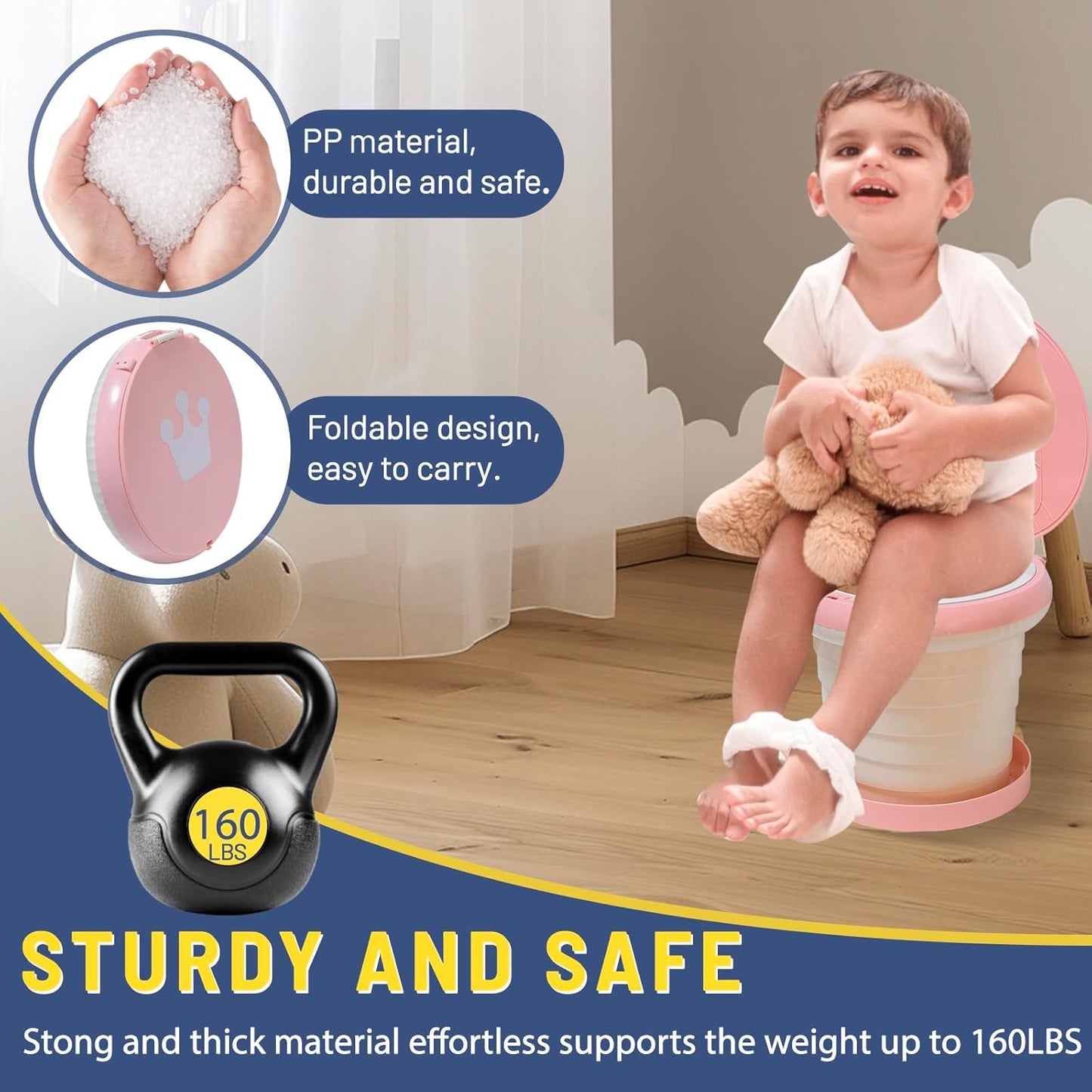 SunnySmile portable, foldable potty seat for toddler, Training Toilet Seat Emergency Toilet for Car, Camping, Outdoor, indoor (grey, small)