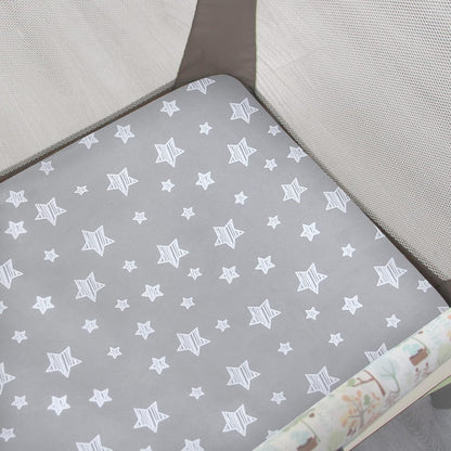 Pack and Play Sheets, 2 Pack Mini Crib Sheets, Stretchy Playard Fitted Sheet, Compatible with Graco Pack n Play, Soft and Breathable Material, Planet & Flower