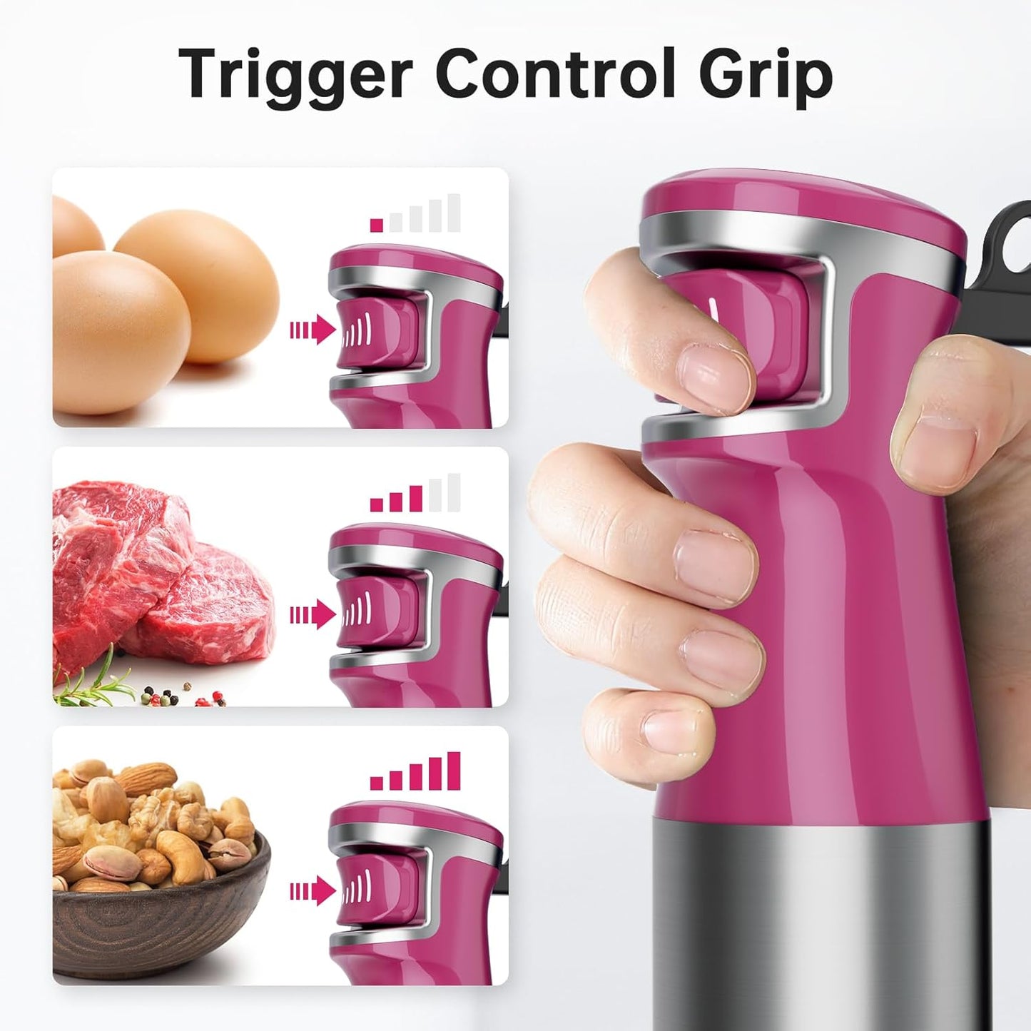 Turelar Immersion Blender Handheld Corded Hand Blenders Set 1100W, Trigger Variable Speed 5 in 1 Stick Emulsifier with Chopper, Whisk and Frother for Soup, Baby Food and Smoothies, Orange