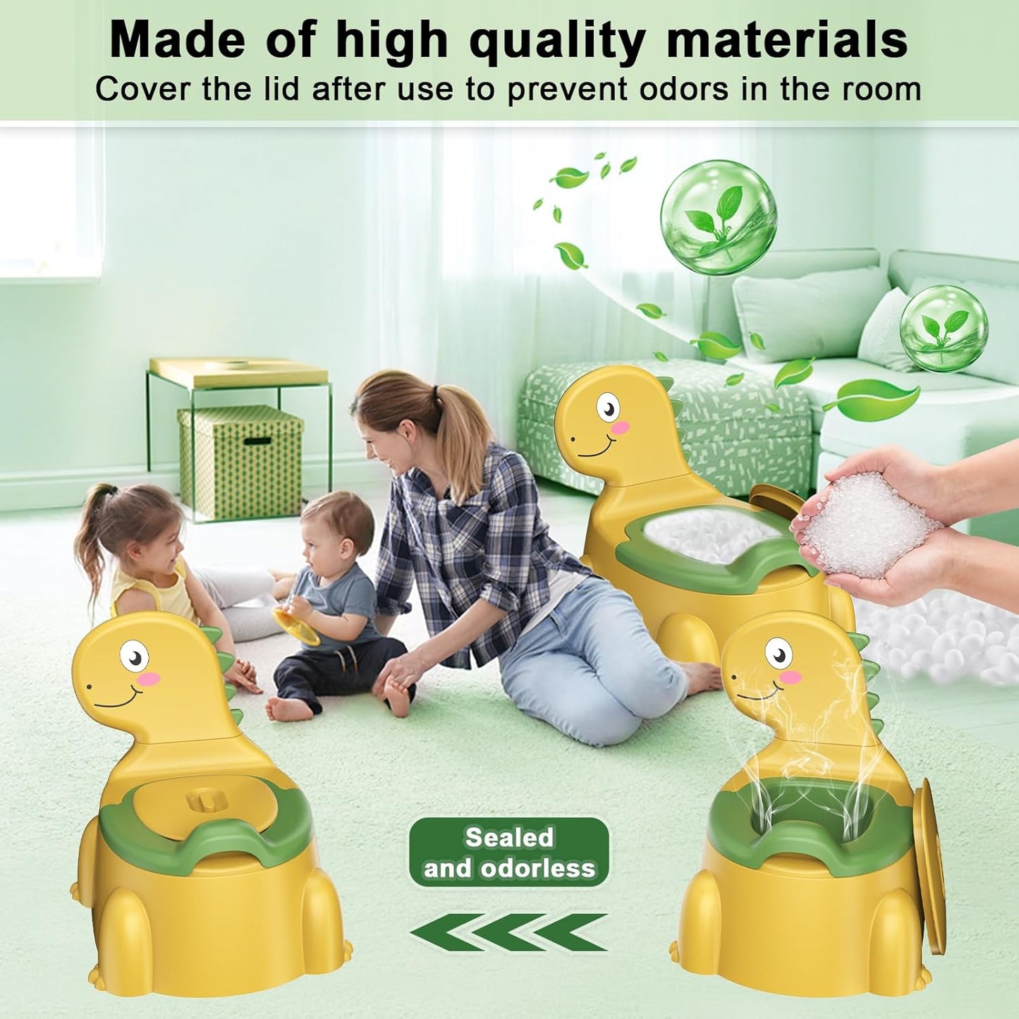 Potty Training Toilet, Toddler Potty Training Seat Baby Potty Chair, Dinosaur Toilet Potty Seat for Boys Girls Kids Toddlers, Portable Travel Potty with lid,Urinal, Splash Guard, Non-Slip Pad(Blue)