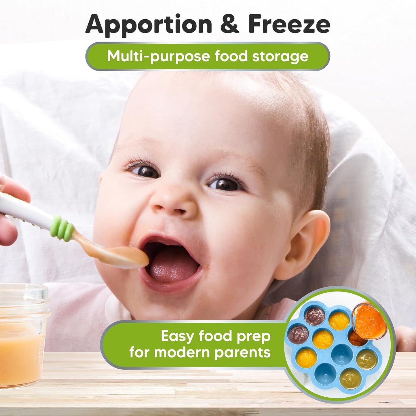 KeaBabies Silicone Food Freezer Trays with Lid, 2oz x 10 Pods Baby Food Storage Containers, Easy Puree Meal Prep, Breast Milk Silicone Freezer Molds, Dishwasher, Microwave Safe, BPA-Free (Chai Latte)