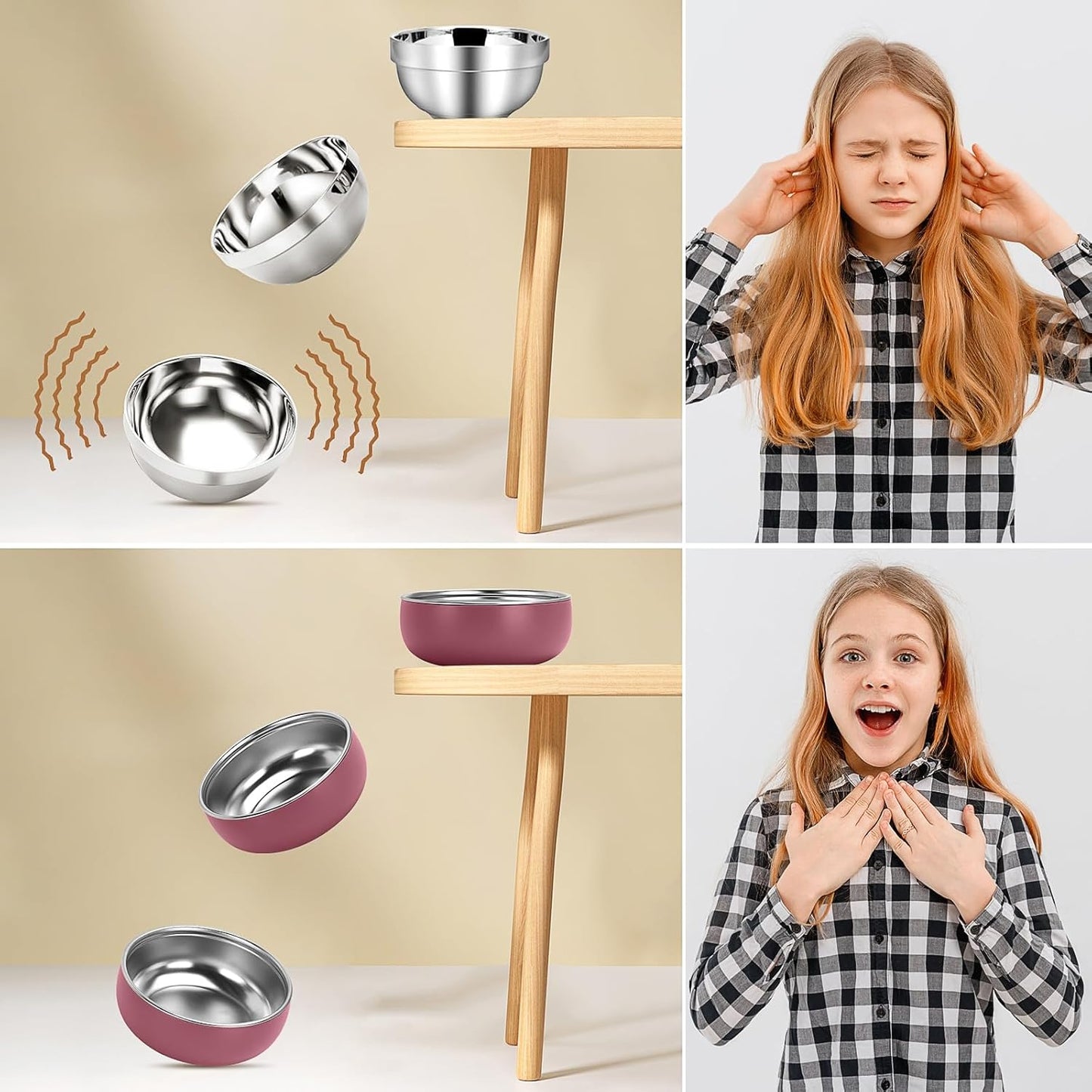 ShineMe Stainless Steel Bowls, 6 pack Snack Containers with Removable Colorful Silicone Sleeves, Unbreakable Kids Bowls for Icecream, Soup, Cereal, Yogurt...