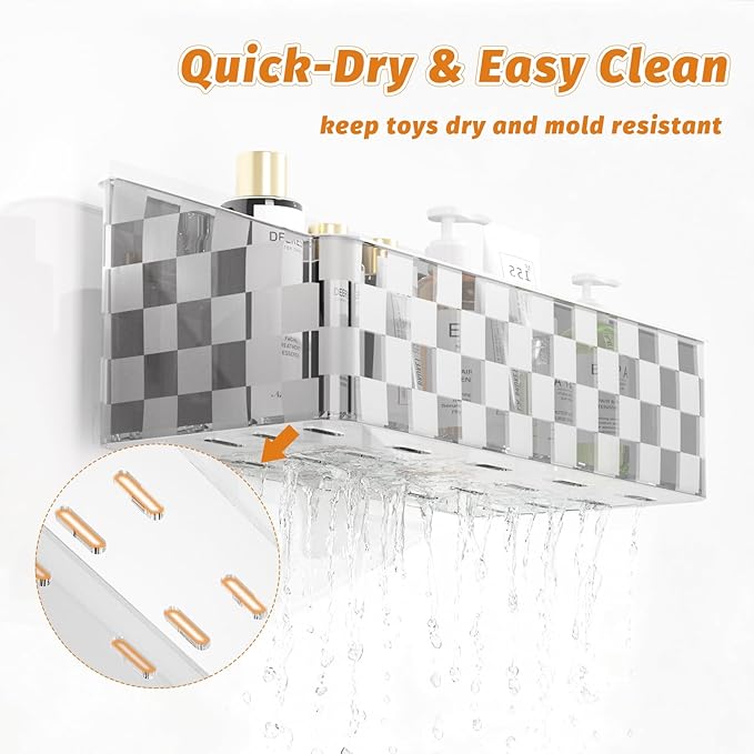 Natheeph Bath Toy Storage Holder, 2 Pack Large Capacity Bath Toy Organizer for Tub Clear Baby Bathtub Toy Storage Multi Use Shower Caddy for Bathroom, Bedroom & More (Grey)