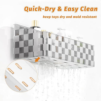 Natheeph Bath Toy Storage Holder, 2 Pack Large Capacity Bath Toy Organizer for Tub Clear Baby Bathtub Toy Storage Multi Use Shower Caddy for Bathroom, Bedroom & More (Grey)