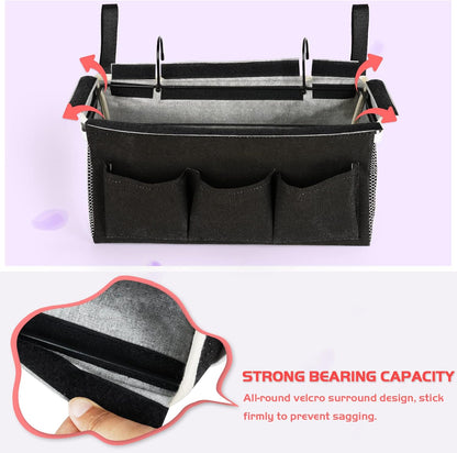 Loghot Bedside Caddy/Bedside Storage Bag Hanging Organizer for Bunk and Hospital Beds,Dorm Rooms Bed Rails,Can be Placed Glasses,Books,Mobile Phones,Keys (White)
