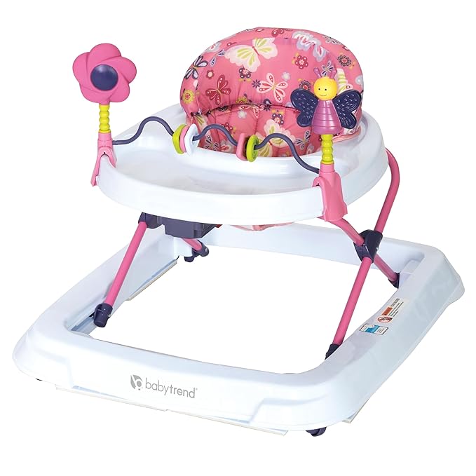 Smart Steps Trend Activity Walker with Removeable Toy Bar, Multi-Directional Front Wheels, Tray, Adjustable Height and Flat Fold Frame for Storage, Ages 6 Months +, Emily Pink