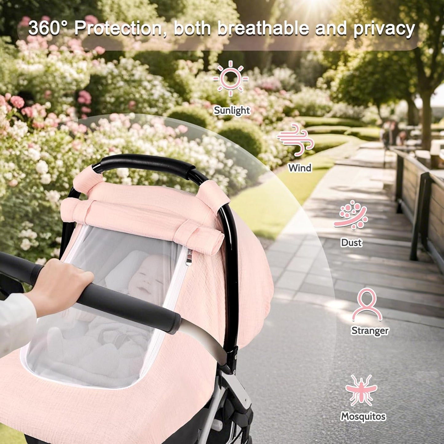 Hooyax Muslin Car Seat Cover Baby, Summer Car Seat Covers for Babies, Infants, and Newborns, Ultra Soft Breathable Universal Fit Stroller Carseat Canopy Covers for Boys Girls (Heart)