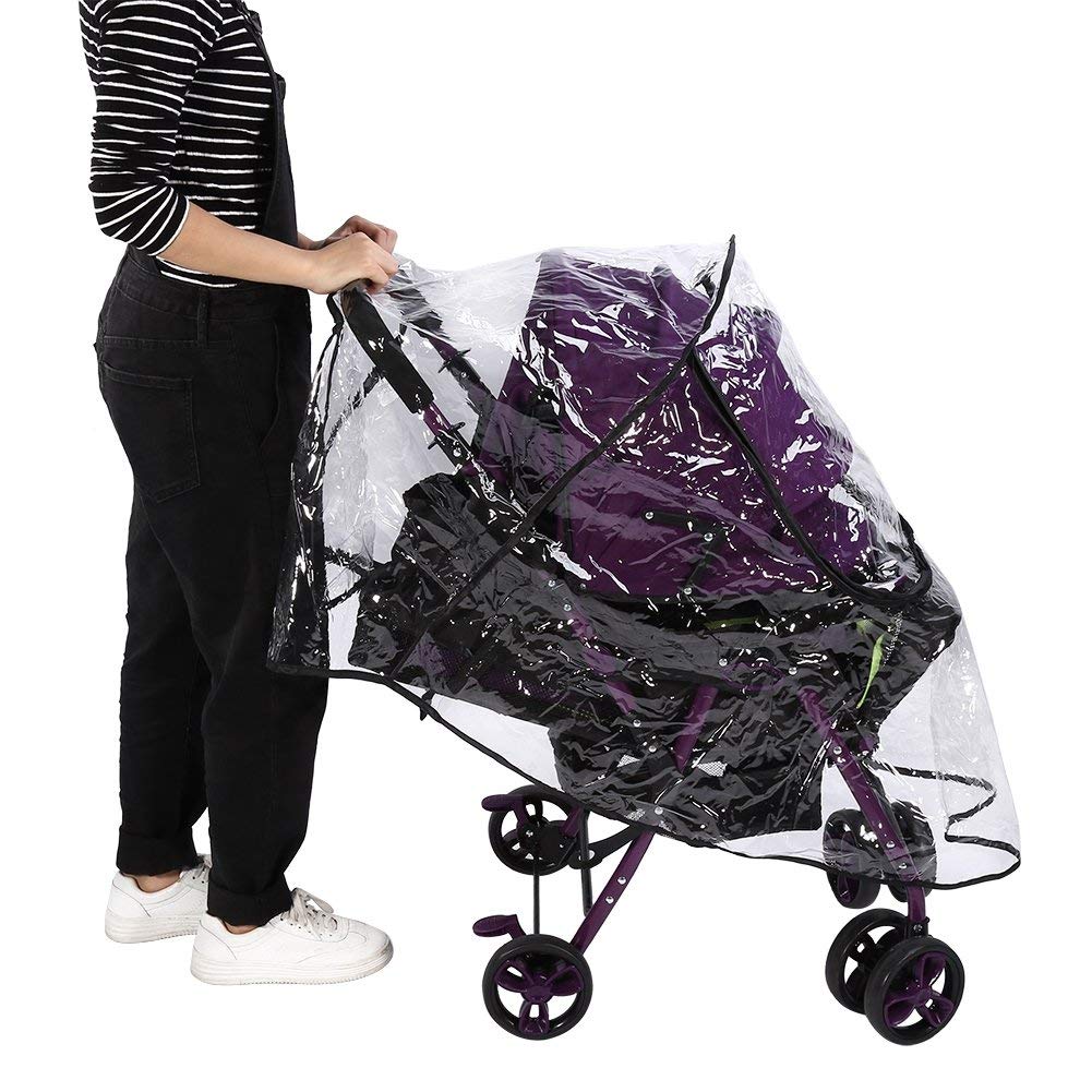 Baby Stroller Rain Cover, Universal Pram Accessory Front Opening Rain Cover PVC Transparent Wind Rain