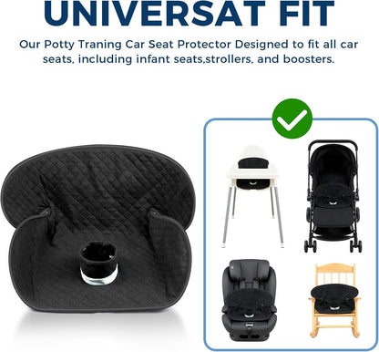 2 Pack Car Potty Training Seat Protector, Waterproof Toddler Carseat Potty Training Cover, Piddle Pads & Liners for Baby,Washable Non-Slip Leak-Proof Potty Pee Protector (Black)
