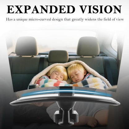 2026 Latest 360° Adjustable Car Mirror for Baby,Clip on Baby Rear View Mirror for Car with Retractable Clamping Arm,Universal Curved Backseat Mirrors for Babies Observing & Safety