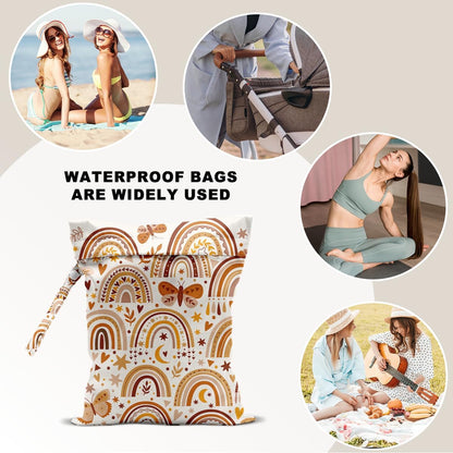 Unicorn Wet Dry Bag 12x10 Inch, Waterproof Reusable Wet Bag with Two Zippered Pockets & Handle for Swimsuit Travel Beach Pool Gym Stroller Dirty Yoga Gym Clothes Toiletries Daycare Organizer