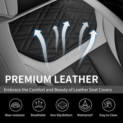 FLORICH Car Seat Covers Full Set, Automotive Seat Covers, Black Car Seat Cover, Waterproof Seat Protectors Universal fit for Car Truck Van SUV - Black