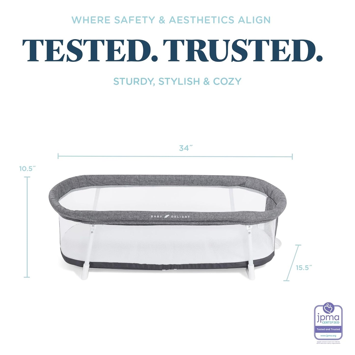 Baby Delight Snuggle Nest Bassinet, Portable Baby Bed, for Infants 0 – 5 Months, Driftwood Grey