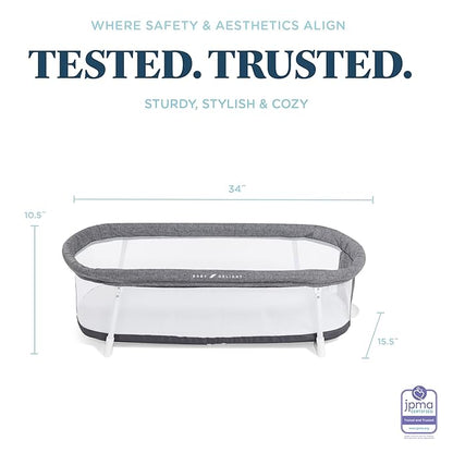 Baby Delight Snuggle Nest Bassinet, Portable Baby Bed, for Infants 0 – 5 Months, Charcoal Tweed