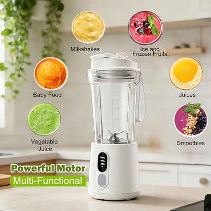 Portable Blender for Smoothies Electric Juicer - Freshly Juices Milk shakes and Baby food Small Portable Blender with 300W Motor Mini Mixer with Extra Lid Suitable for Outdoor Sports Travel