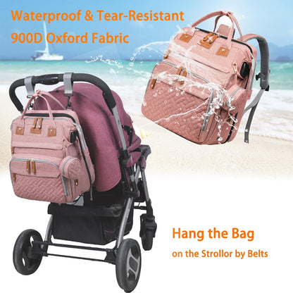 Astro alan Baby Diaper Bag with Changing Station, Waterproof Diaper Bag Backpack for Moms Dads with USB Charging Port, Baby Shower Gifts, Large Capacity diaper backpack, Grey