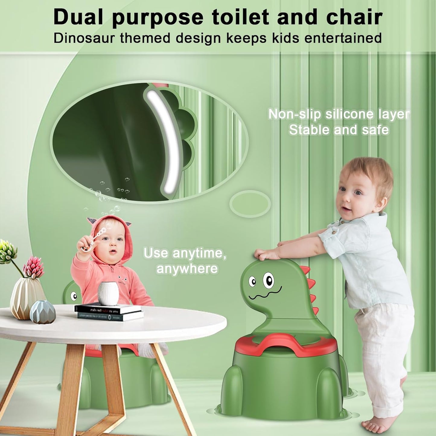 Potty Training Toilet, Toddler Potty Training Seat Baby Potty Chair, Dinosaur Toilet Potty Seat for Boys Girls Kids Toddlers, Portable Travel Potty with lid,Urinal, Splash Guard, Non-Slip Pad(Blue)