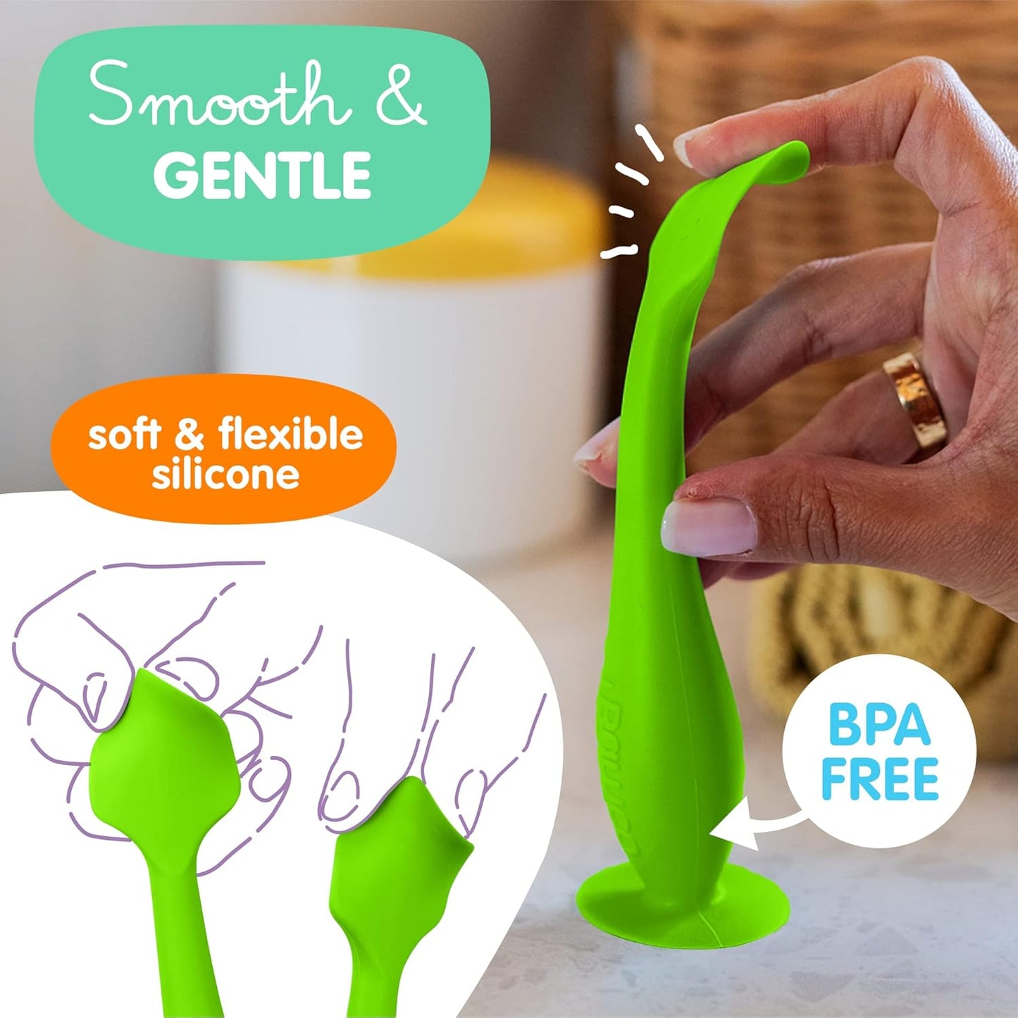 Bumco Diaper Cream Spatula - BPA-Free Diaper Bag Essentials, Soft Butt Spatula Baby, Mom-Invented Butt Paste Spatula, Bumco Diaper Cream Spatula, Flexible Diaper Cream Applicator, Baby Bum Brush
