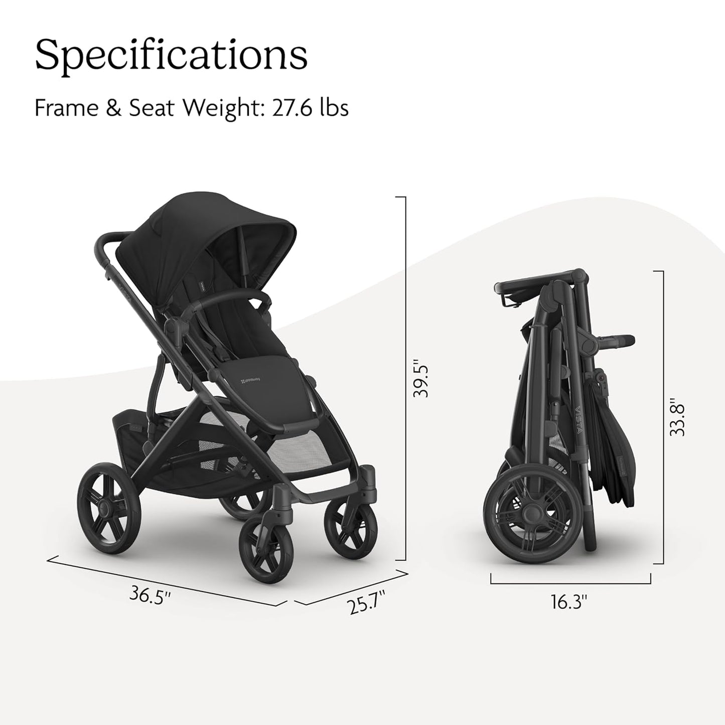 UPPAbaby Vista V3 Convertible Single-to-Double Stroller for Baby & Toddler, 30+ Configurations, Car Seat Compatible, All-Wheel Suspension, XL Basket – Owen (Mocha Mélange/Carbon Frame)