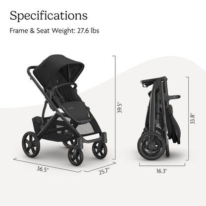 UPPAbaby Vista V3 Convertible Single-to-Double Stroller for Baby & Toddler, 30+ Configurations, Car Seat Compatible, All-Wheel Suspension, XL Basket – Owen (Mocha Mélange/Carbon Frame)