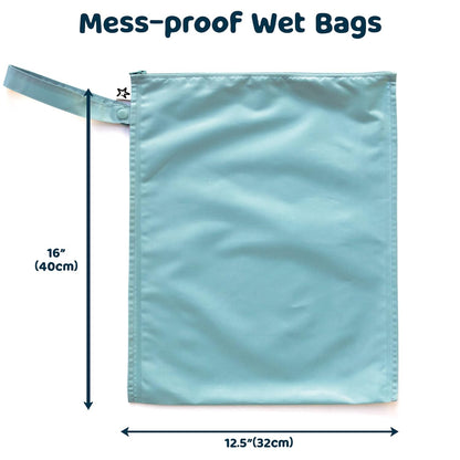 Tiny Twinkle Mess Proof Wet Bags | 2-Pack Reusable Waterproof Wet Bags for Swimsuits | Baby Clothes | Travel & Diaper Bag (Pink, Brown Checkers) - Colors B
