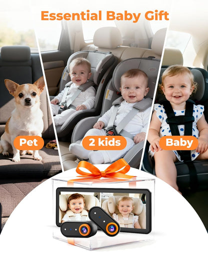 LUCKVIEW BM5PRO 7.2" Dual Camera Baby Monitor, 1080P HD Display for 2 Kids, Night Vision, Easy Install Car Baby Monitor, Ideal Gift, Rear Seat Safety for Babies & Pets