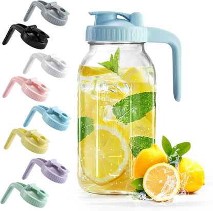 32oz Glass Pitcher with Lid & V-shaped Pour Spout - 1 Quart Breastmilk Pitcher Double Leak Proof, Creamer Container for Sun Tea, Juice, Cold Brew Coffee, Breastmilk Storage Container