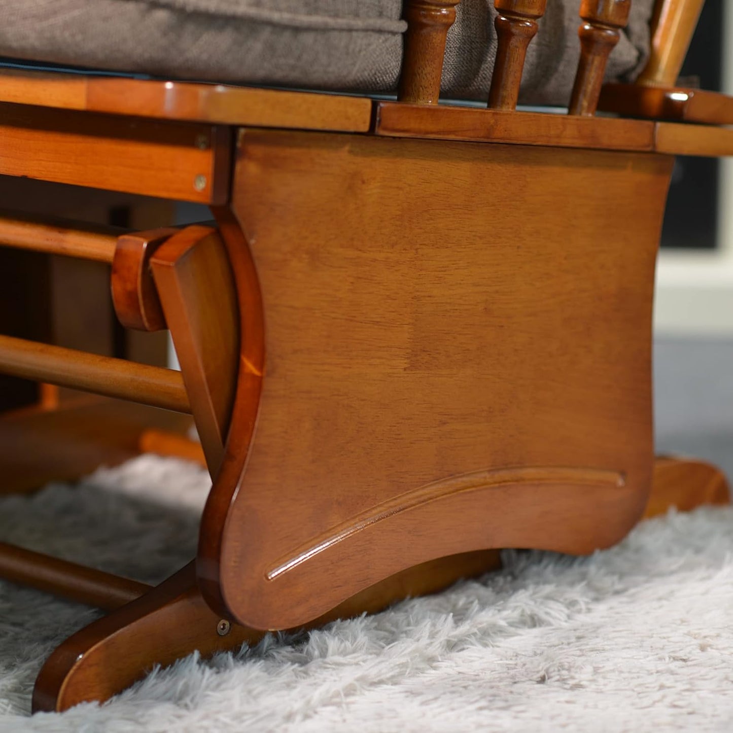 Rustic Glider Chair for Nursery with Ottoman, Resistant Rubber Wood Nursery Glider and Ottoman Sets for Relaxing, Rocking Chair for Living Room Bedroom