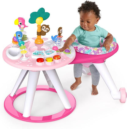 Bright Starts Around We Go 2-in-1 Baby Walker, Discovery Activity Center and Table, Tropic Coral, Ages 6 Months+