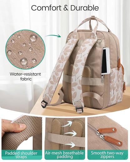 Qualyphant Extra Large Diaper Bag Backpack for Two Kids Twins - Expandable Baby Bag (26-36L), Dual Big Compartments - Includes Changing Pad & Stroller Straps, Unisex Leaf