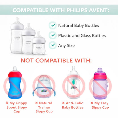 Sippy Spout Nipples for Philips Avent Natural Baby Bottles, My Grippy Spout Sippy Cup and Natural Trainer Sippy Cup, 4-Count, Soft Spout, Food Grade Silicone, BPA-Free, Convert to Sippy Cup, 4+ months