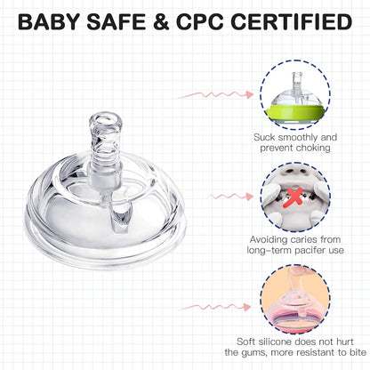 Sippy Straw Nipples for Comotomo Baby Bottles, Transition Straw Sippy Cup 100% Food Grade Silicone Soft Nipple, 8m+, Pack of 4