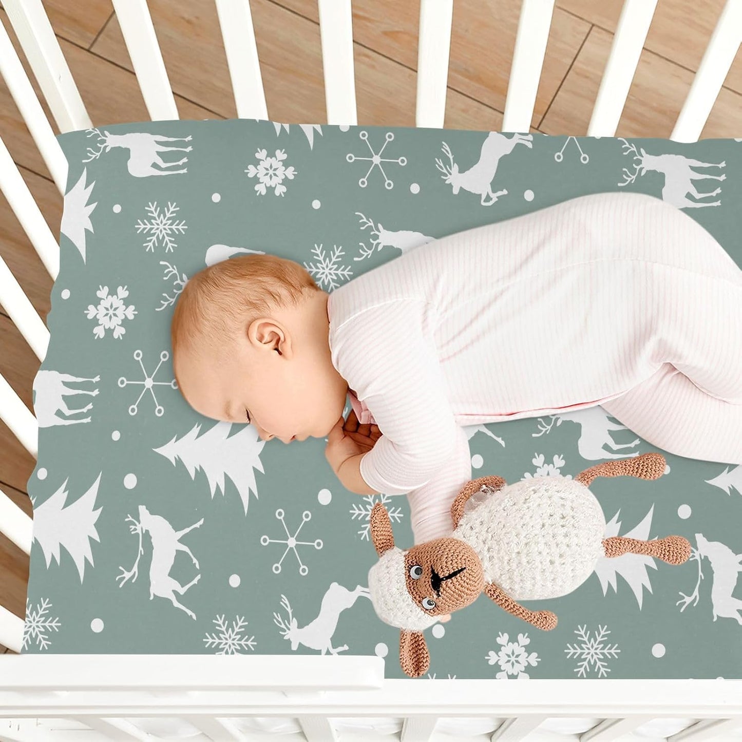Fitted Crib Sheets Turtle Sea Horse Stretchy Portable Playard Sheets for Baby Toddler, Breathable Soft Mini Crib Mattress 39 x 27 in for Boys and Girls