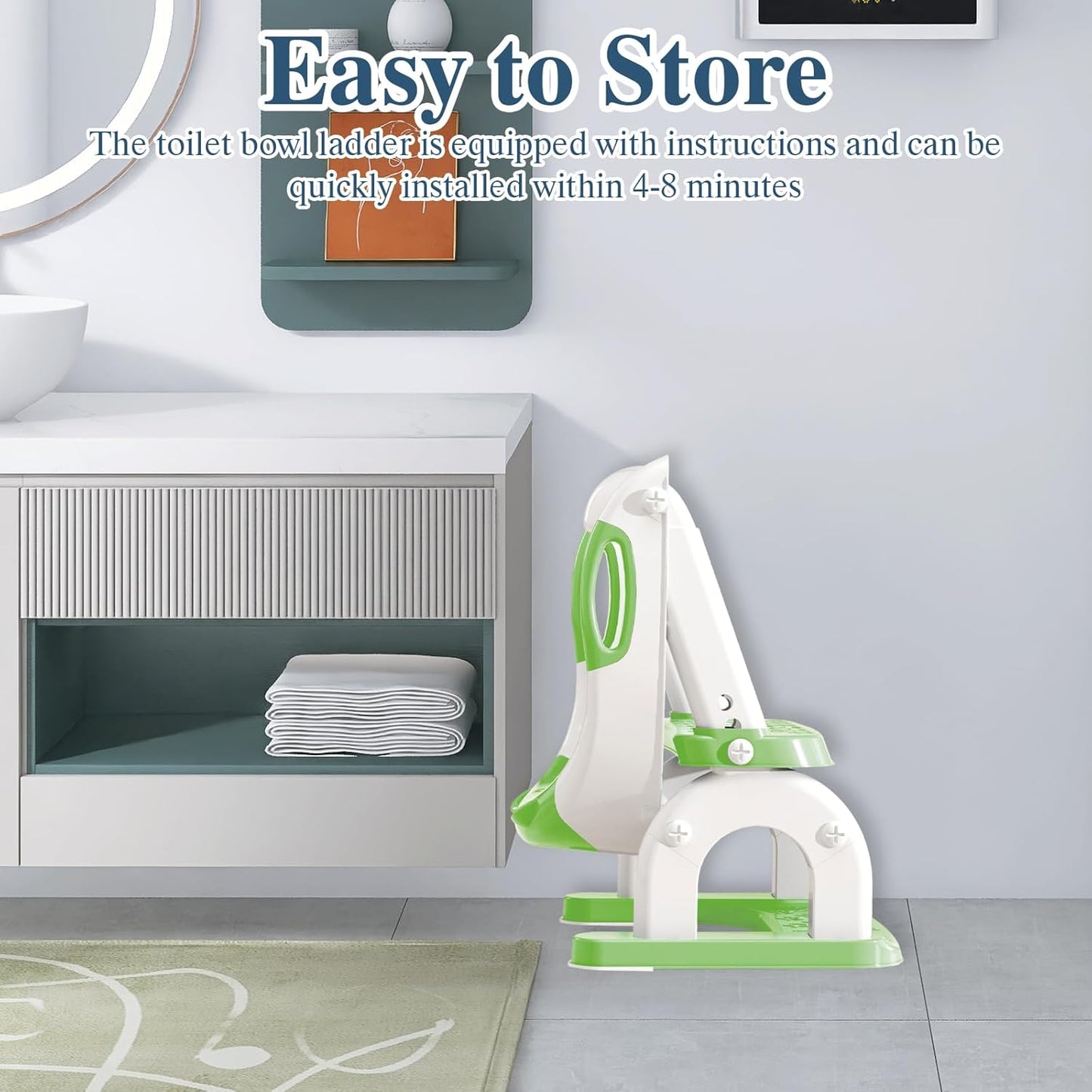 Potty Training Seat with Ladder for Toddlers, 2-in-1 Adjustable Potty Training Toilet for Kids Boys Girls with Splash Guard, Waterproof Cushion, Anti-Slip Pad Step Stool - Dark Blue