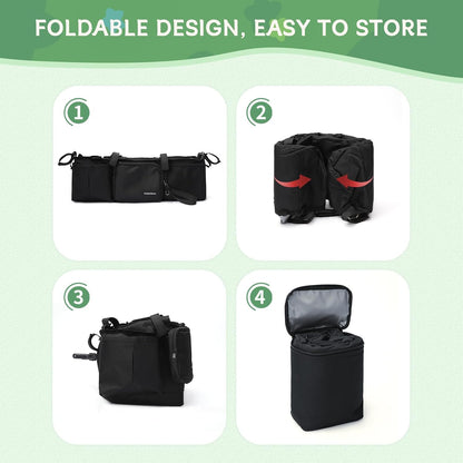 Double Stroller Organizer for Bob Duallie with 2 Insulated Cup Holders & Cooler Bag, Baby Jogger City Mini Gt2 Jeep Double Stroller Caddy Accessories, Universal Parent Console Stroller Organizer