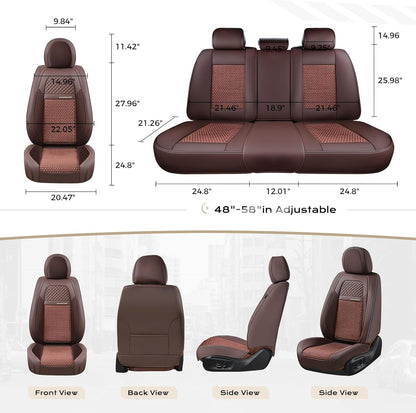 Coverado Leather Seat Covers for Car, Waterproof Car Seat Covers Full Set, 2 in 1 Conversions Car Seat Cover Protector Car Accessories Universal Fit for Most Cars SUVs and Trucks Beige