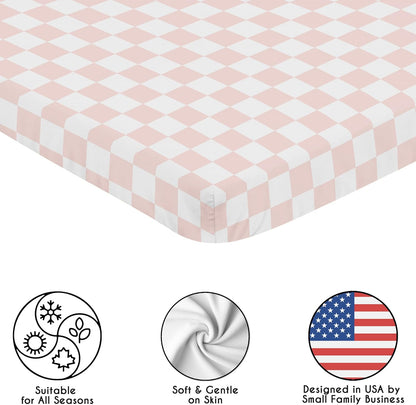 Sweet Jojo Designs 2-Piece Baby Bassinet Sheets Set (Black/White Gingham Checkered Plaid) for Boy/Girl, Infant Newborn Nursery, Oval, Rectangle & Hourglass Mattress (Solid Onyx & Classic Checkerboard)