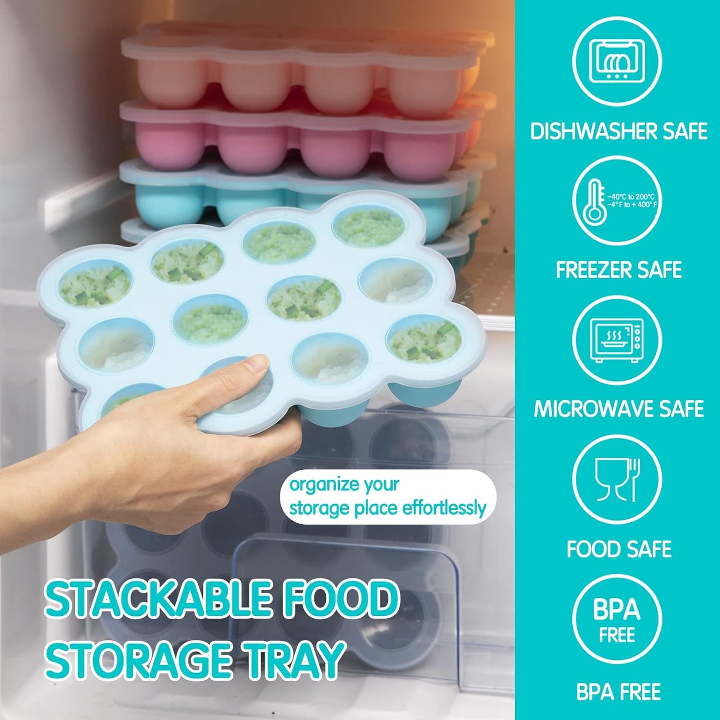 12x1.5oz Baby Food Storage Containers, Baby Food Freezer Tray with Clip Lid Gossamer Pink, Food Grade Silicone Freezer Trays for Purees & Vegetables