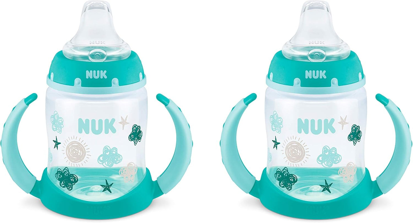 NUK Learner Cup, 5 Oz, Pack of 2, Pink Hearts, Soft Spout, Easy-Grip Handles, BPA Free, Spill Proof, Transition Sippy Cup