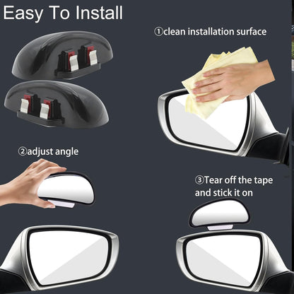 Blind Spot Mirror Adjustable 360 Degree Car Side Mirror, HD Glass Rear View Exterior Accessories Frame Thickness Less than 5MM for Car SUV (long-armed Right)