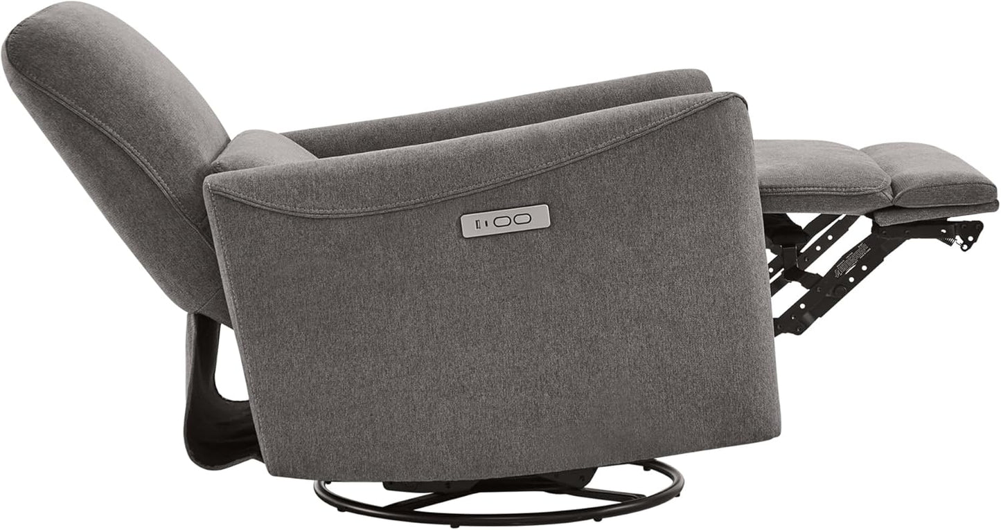 CHITA Power Recliner Chair Swivel Glider, FSC Certified Upholstered Living Room Nursery Reclining Sofa Chair with Lumbar Support, Linen