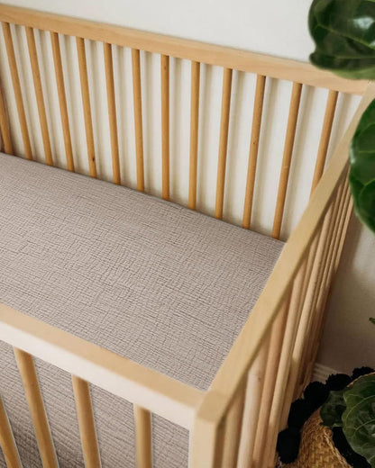 Muslin Bedside Bassinet Sheets 2 Pack, 33x20 Fitted Ultra Soft & Breathable Bedside Sleeper Sheets, Ideal for Baby Girl and Boy, Perfect for Newborns (Hopping Bunnies & Beige)