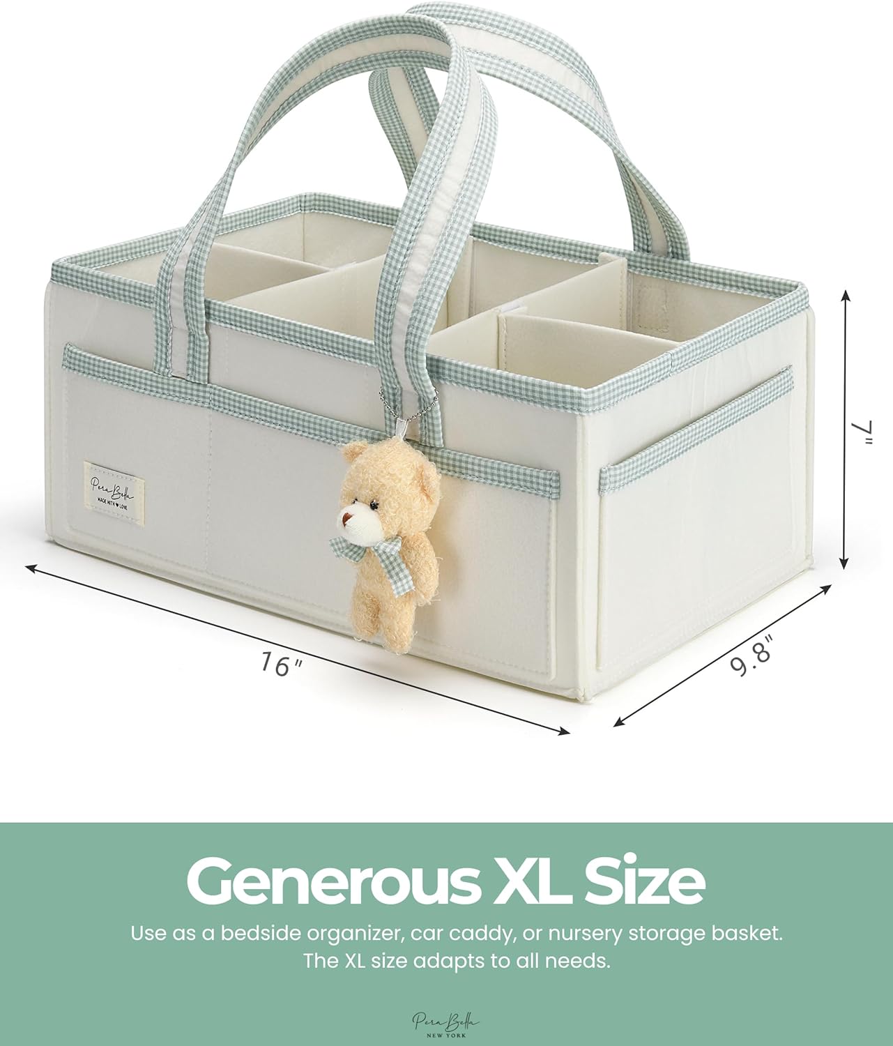 PeraBella Baby Diaper Caddy Organizer, Baby Basket Shower Gift Caddy, Portable Felt Changing Table Basket, Nursery Storage Bin, Newborn Boy and Girl Essentials for Registry, Car Diaper Organizer