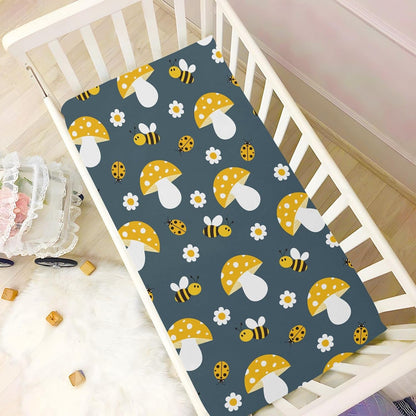 Fitted Crib Sheets White Bears with Clouds Stretchy Portable Playard Sheets for Baby Toddler, Breathable Soft Mini Crib Mattress 39 x 27 in for Boys and Girls