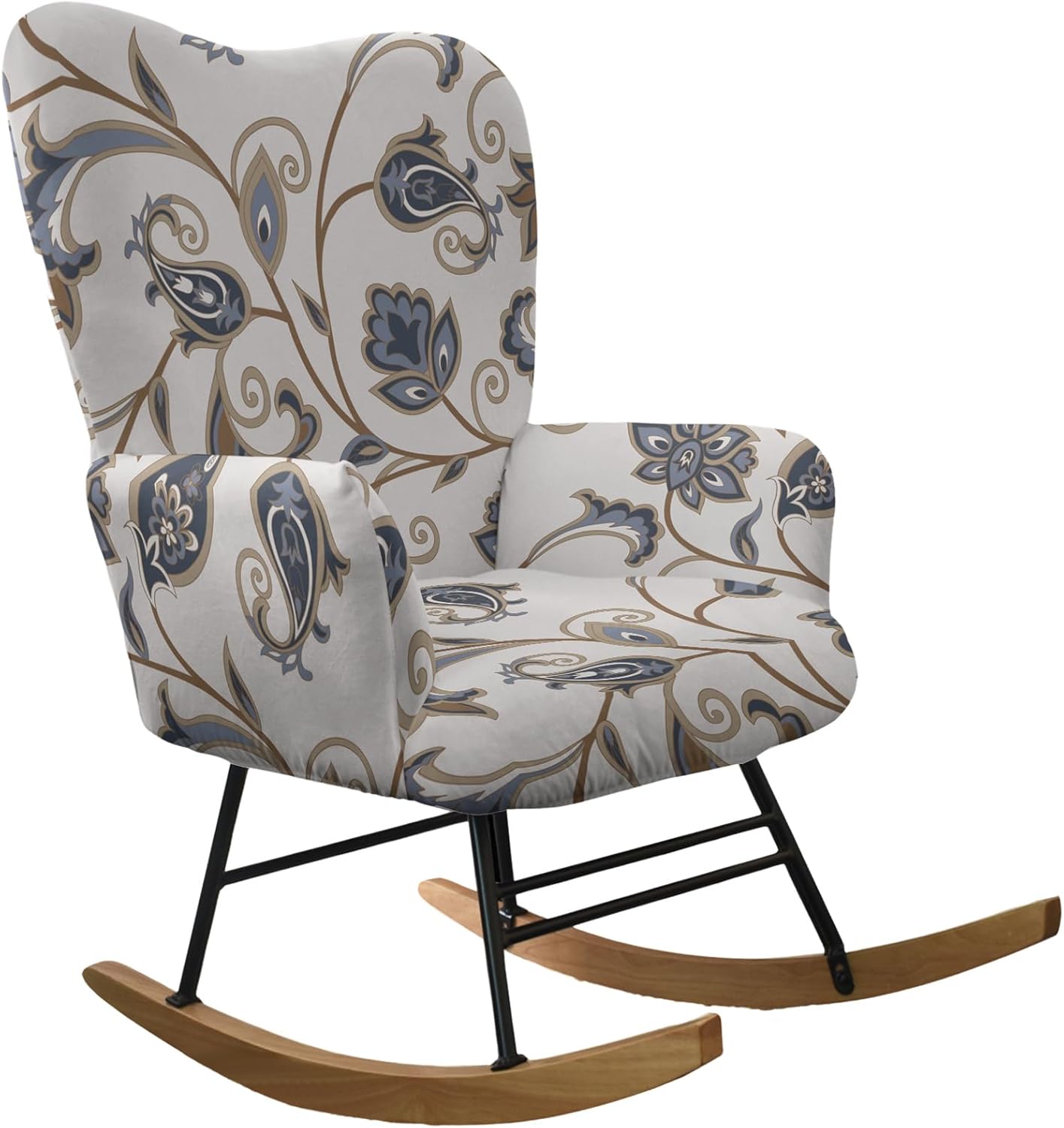CRFATOP Jacquard 1 PC Nursery Rocking Chair Recliner Covers Upholstered Glider Rocker Banquet Armchair Slipcover Stretch Accent Chairs Furniture Protector for Living Room Bedroom Offices,Green