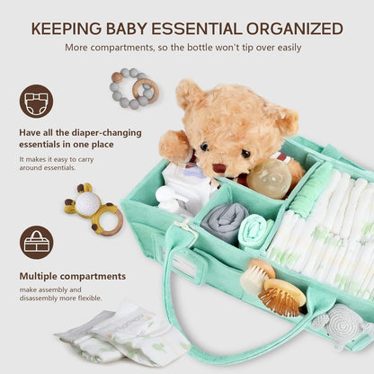 GEMII Diaper Caddy Organizer-Large Baby Caddy Organizer with Handle, Newborn Registry Essentials, Baby Shower Basket Gifts for Boys or Girls (Oatmeal, Large)