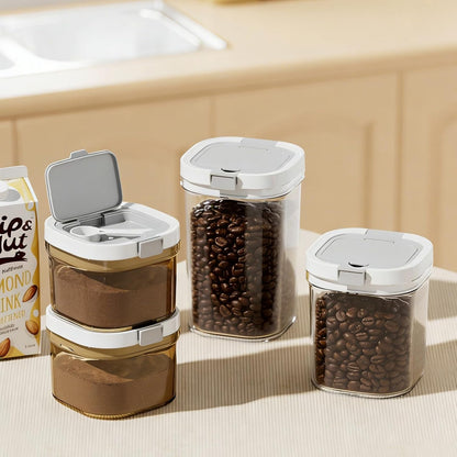 Airtight Coffee Canister-27oz Sugar and Dry Food Container BPA Free with Spoon and Layered Storage for Grounds Coffee, Beans, Tea, Sugar, Flour, Cereal,Formula