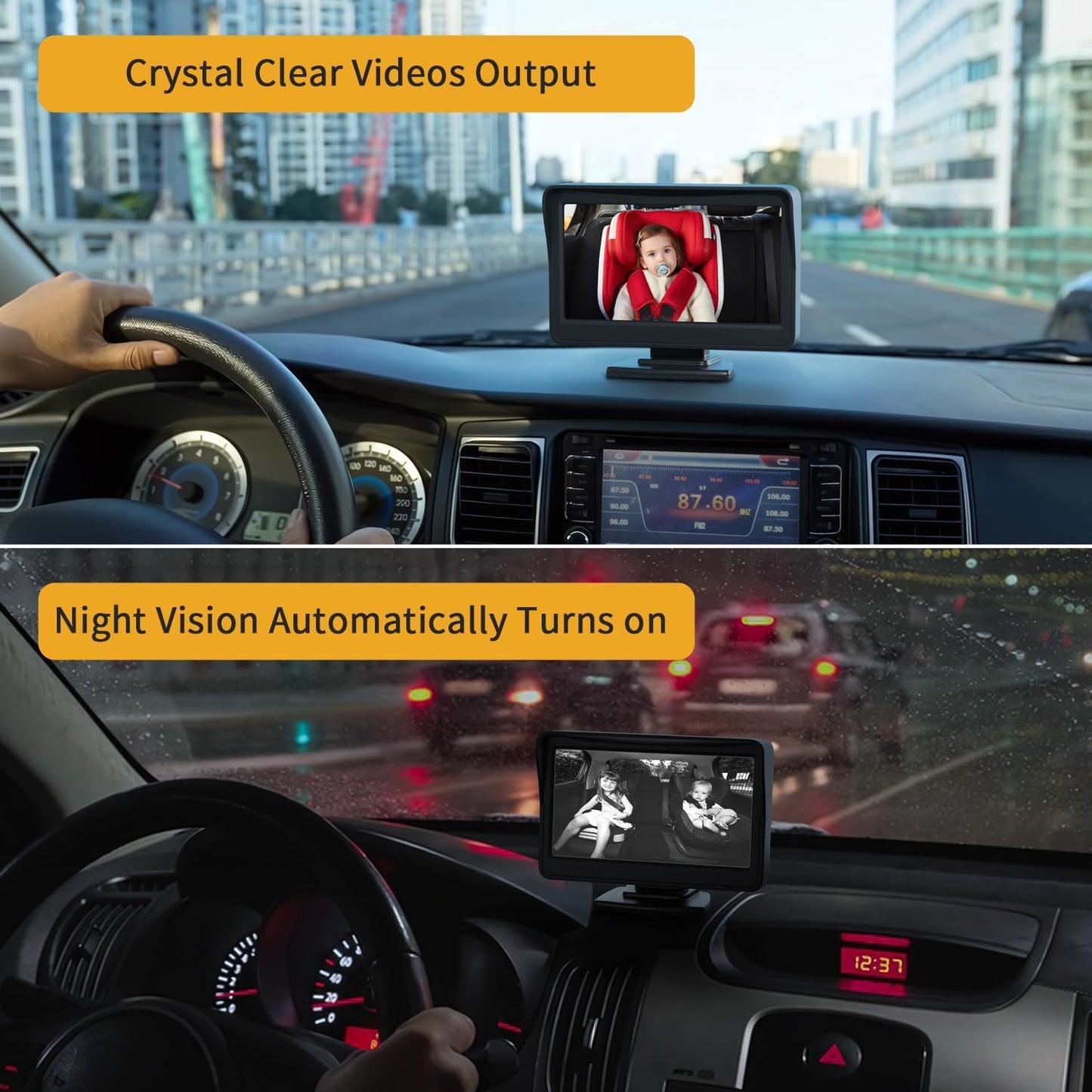Itomoro Baby Car Camera, Easily Install Baby Car Mirror 1080P Clear Car Baby Camera for Rear Facing Seat Backseat 4.3 inch Display