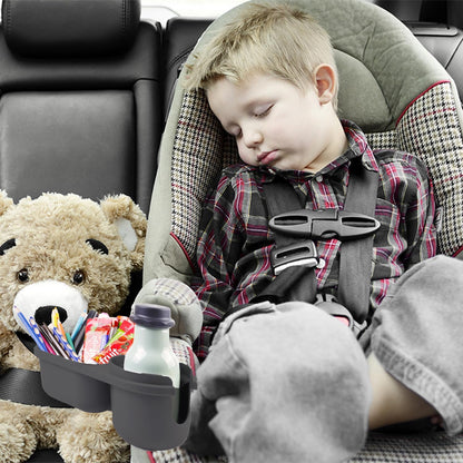 Child Cup Holder with Snacks Holder for Convertible Car Seats, Convertible Cup Holder, Stroller Cup Holder with Snack Pod Compatible with Most Convertible Car Seats- Black.